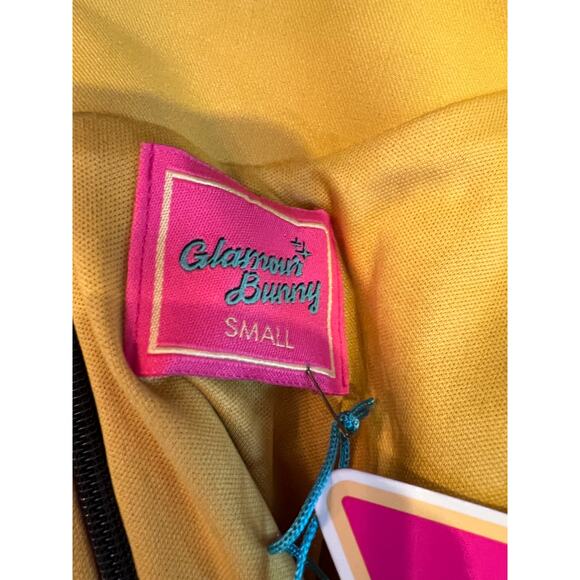 Glamour Bunny 60s Christie Pencil Dress black and mustard S - Picture 6 of 7